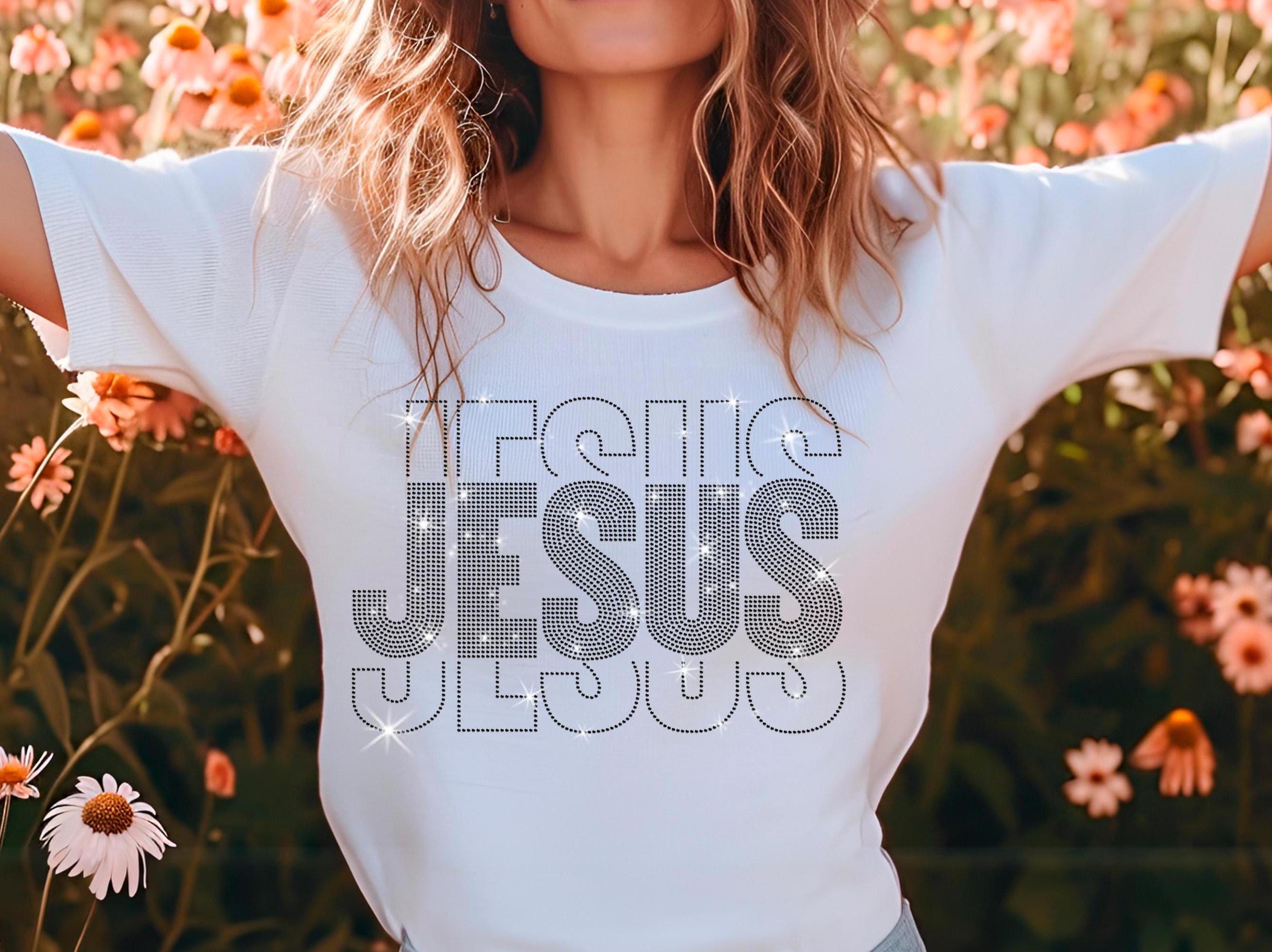 Jesus Rhinestone T-Shirt: Retro Christian Comfort Colors Tee Secondary image