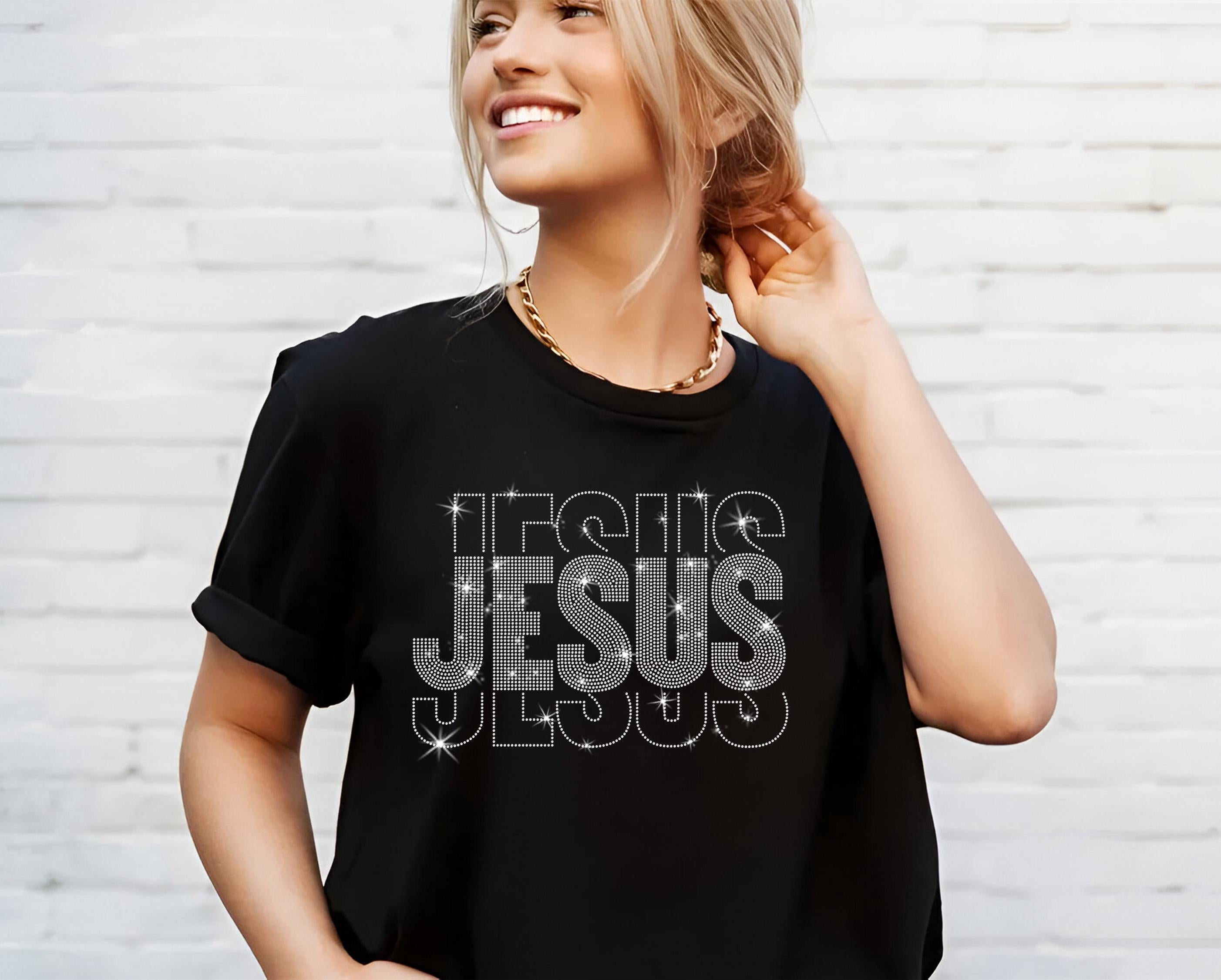 Jesus Rhinestone T-Shirt: Retro Christian Comfort Colors Tee Main image