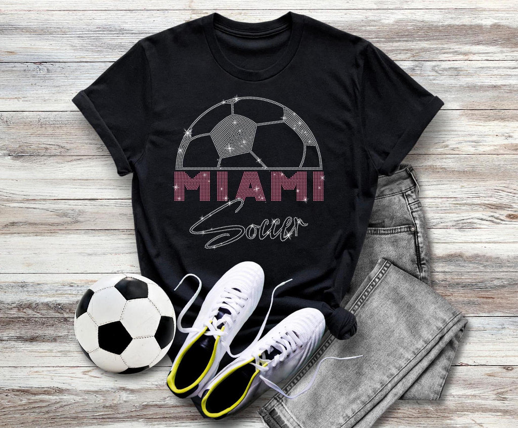 Miami Rhinestone Soccer T-Shirt: Game Day Comfort Colors Tee