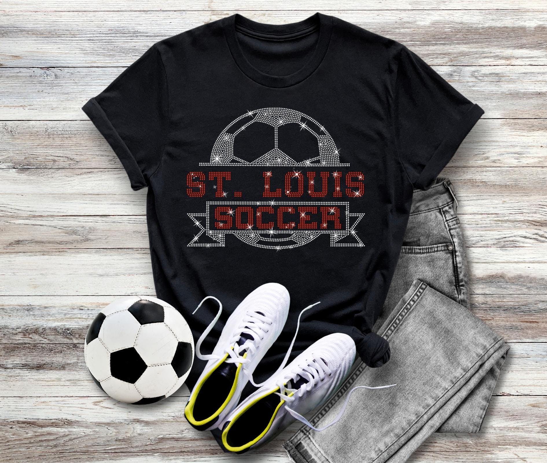 St. Louis Rhinestone Soccer T-Shirt: Vintage Sports Fan Apparel