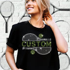 Custom Tennis Rhinestone T-Shirt: Personalized Sport Tee