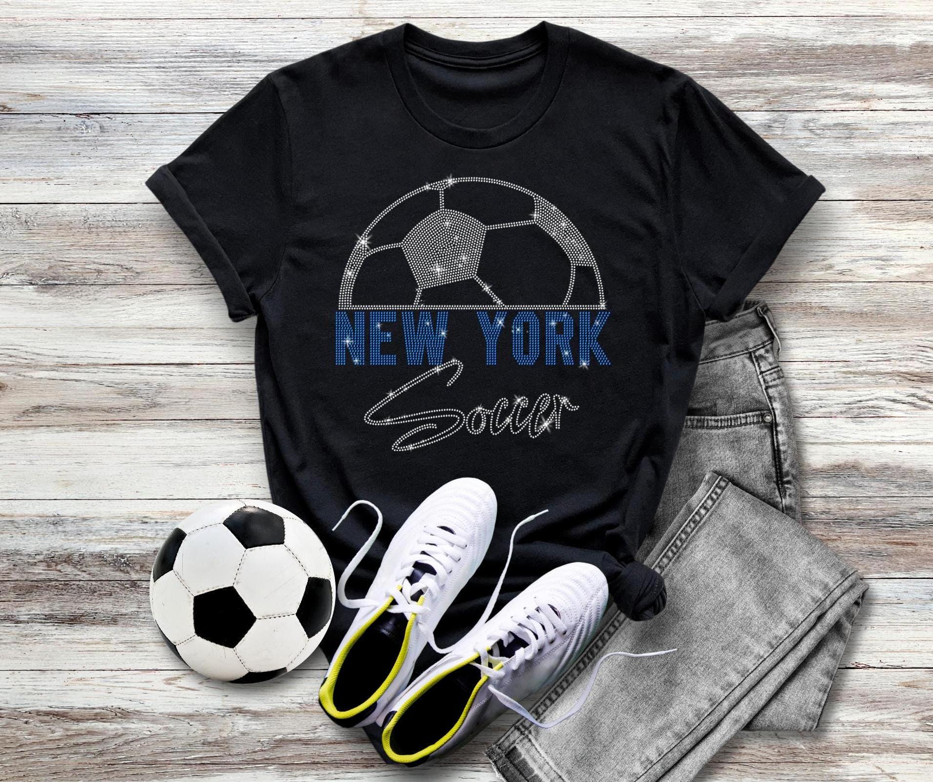New York Rhinestone Soccer T-Shirt: Vintage Team Apparel