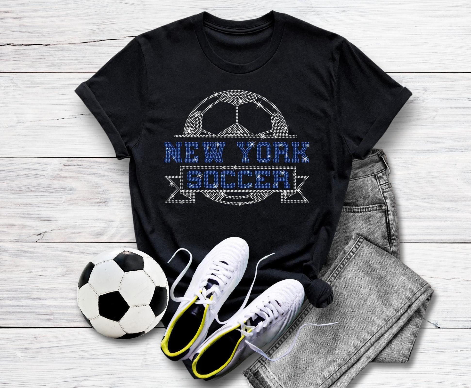New York City Rhinestone Soccer Shirt: Retro Football Apparel Main image