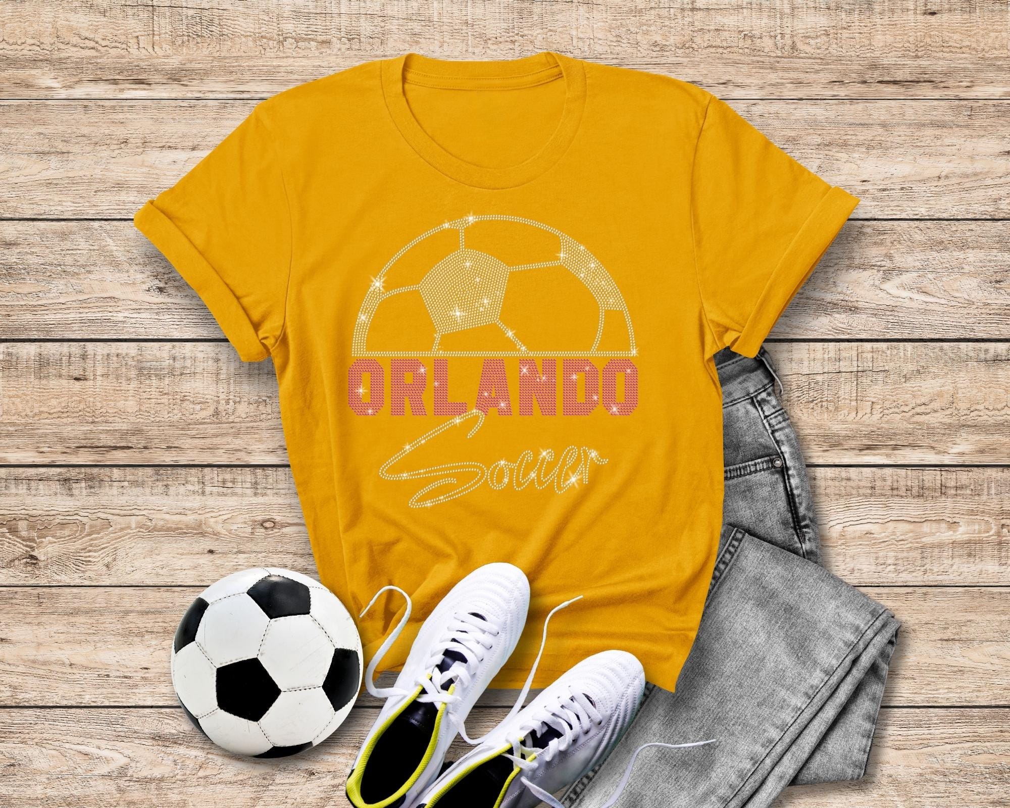 Orlando Rhinestone Soccer Shirt: Women's Game Day Tee Secondary image