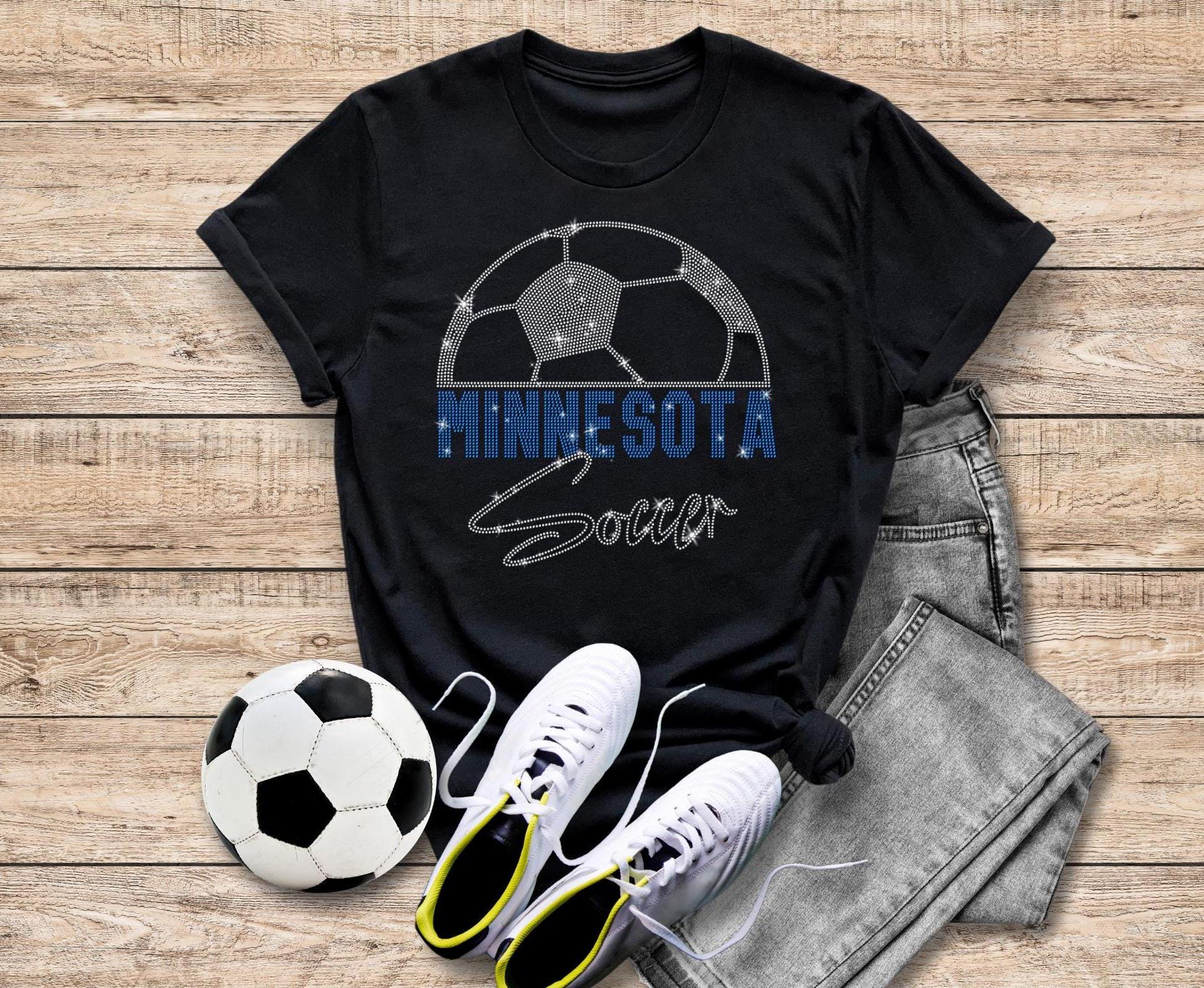 Minnesota Rhinestone Soccer T-Shirt: Classic Cut Sports Tee Main image