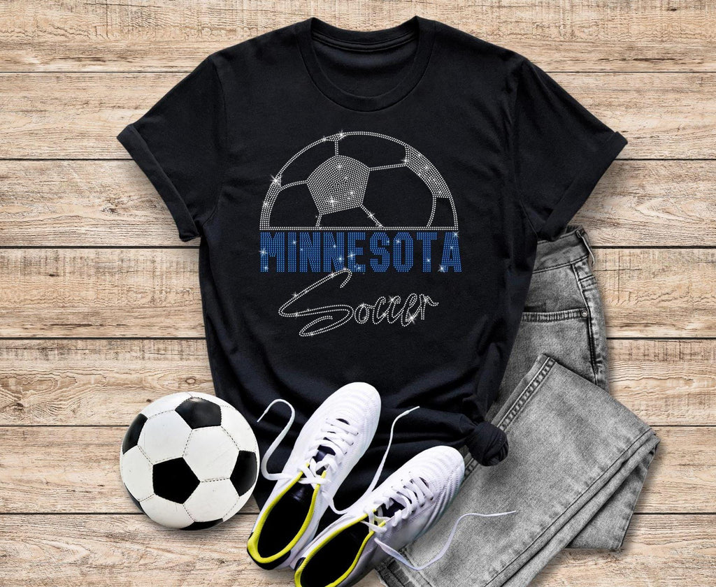 Minnesota Rhinestone Soccer T-Shirt: Classic Cut Sports Tee