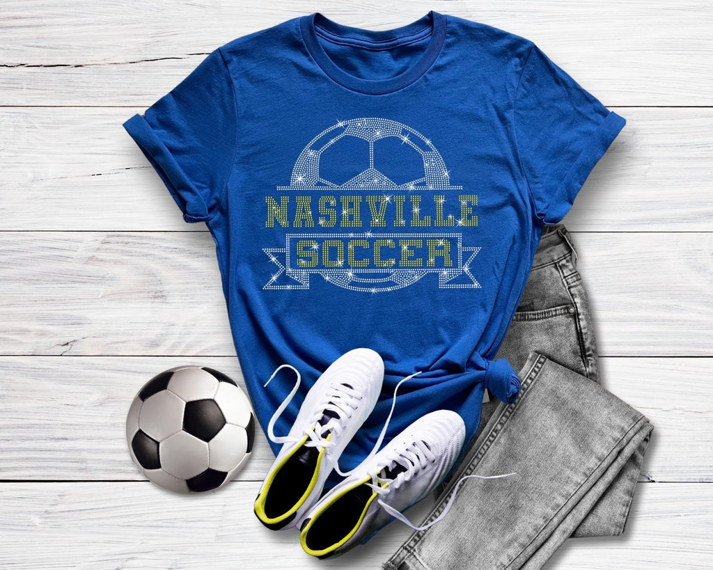 Nashville Rhinestone Soccer T-Shirt: Retro Game Day Top
