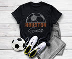 Houston Rhinestone Soccer T-Shirt: Youth Sports Fan Apparel