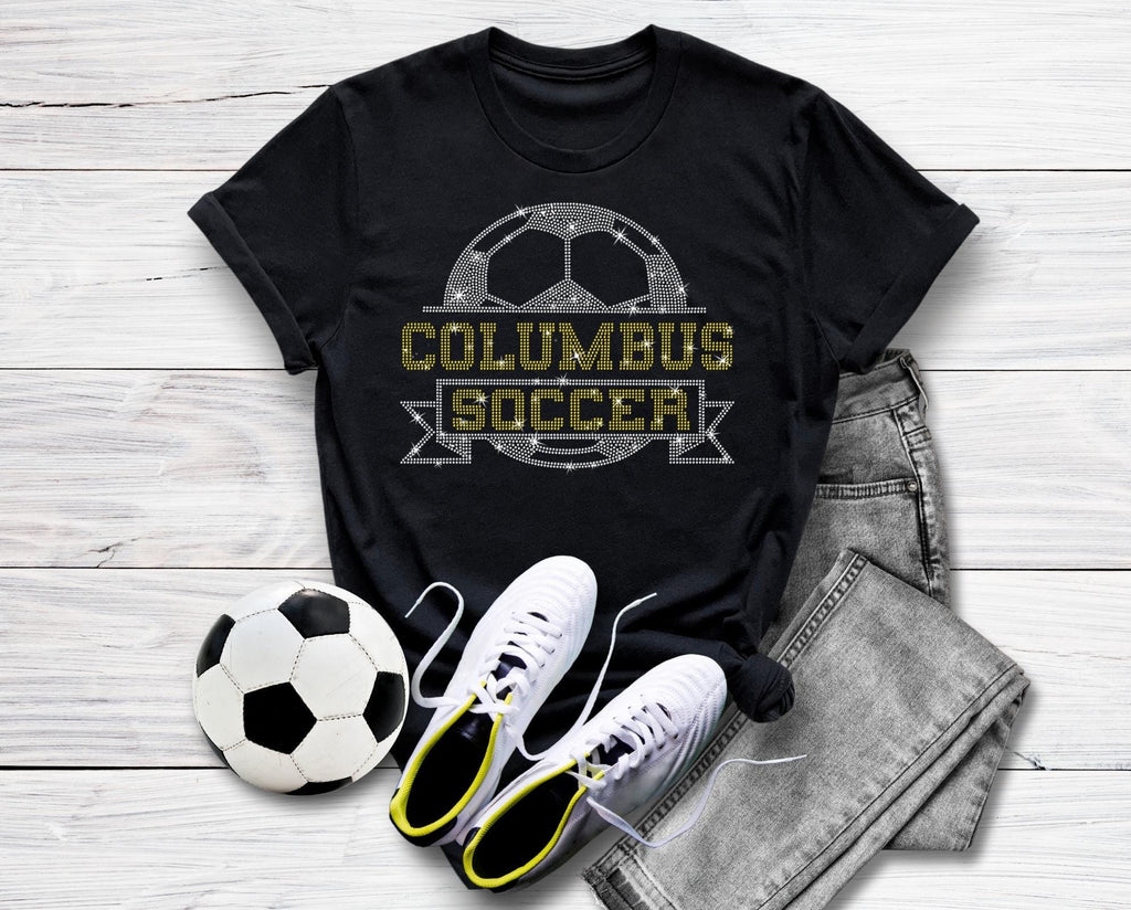Columbus Rhinestone Soccer T-Shirt: Game Day Football Gift