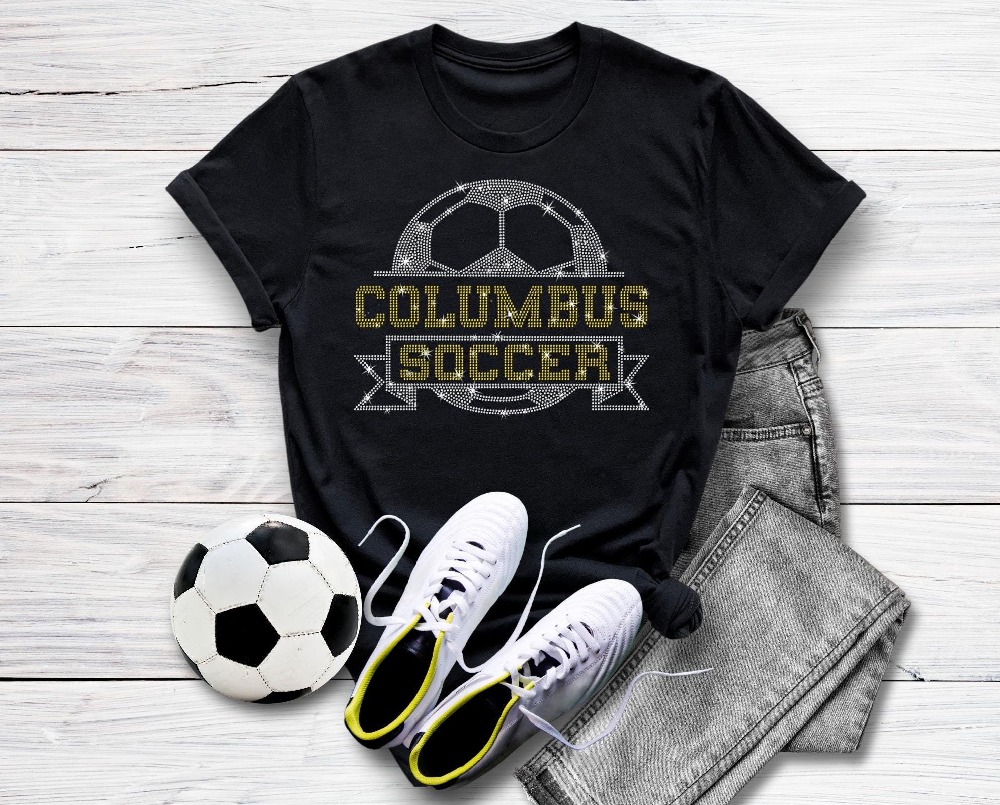 Columbus Rhinestone Soccer T-Shirt: Game Day Football Gift