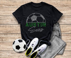 Austin Rhinestone Soccer T-Shirt: Unisex Sports Fan Jersey