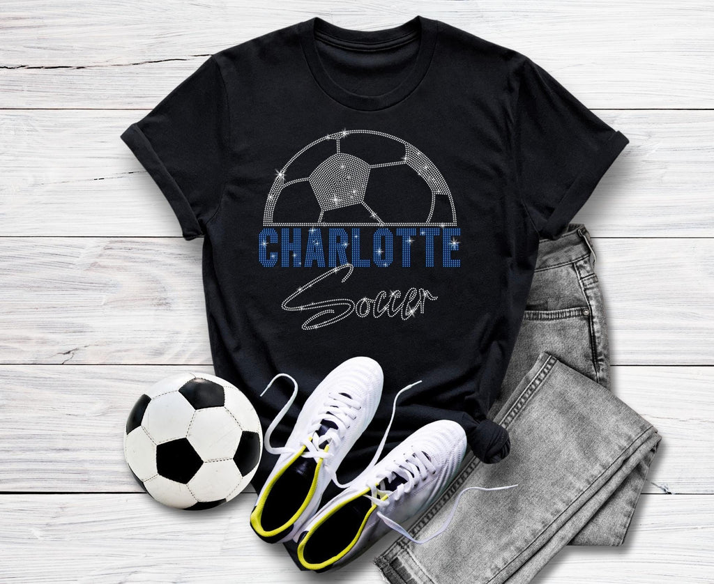 Charlotte Rhinestone Soccer Shirt: Unique Fan Apparel