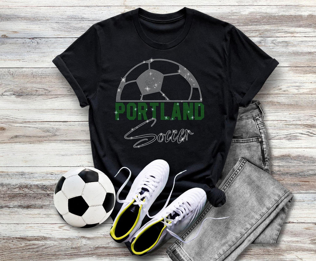 Portland Rhinestone Soccer T-Shirt: Gameday Sports Mom Tee