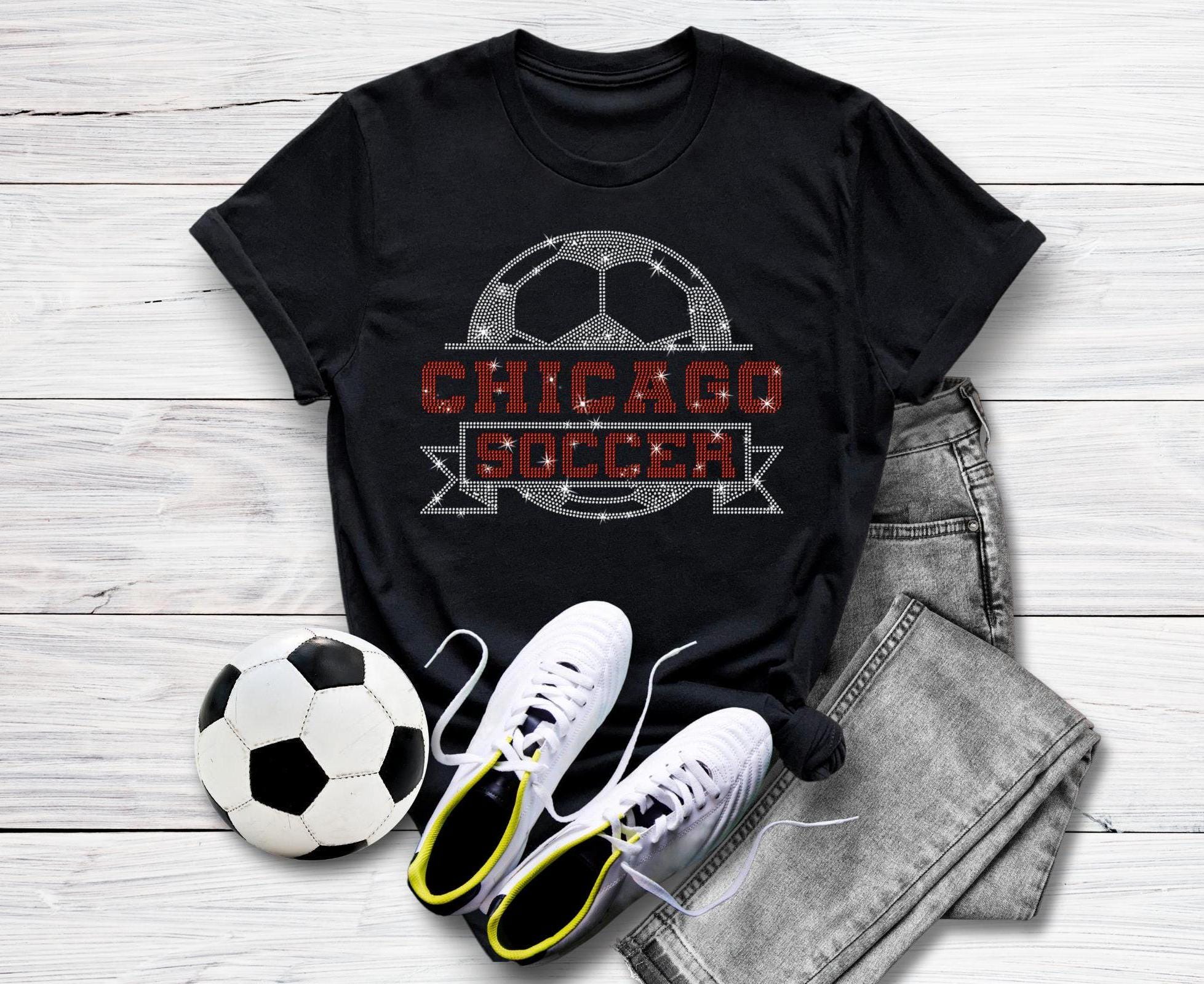 Chicago Rhinestone Soccer T-Shirt: Game Day Sports Tee