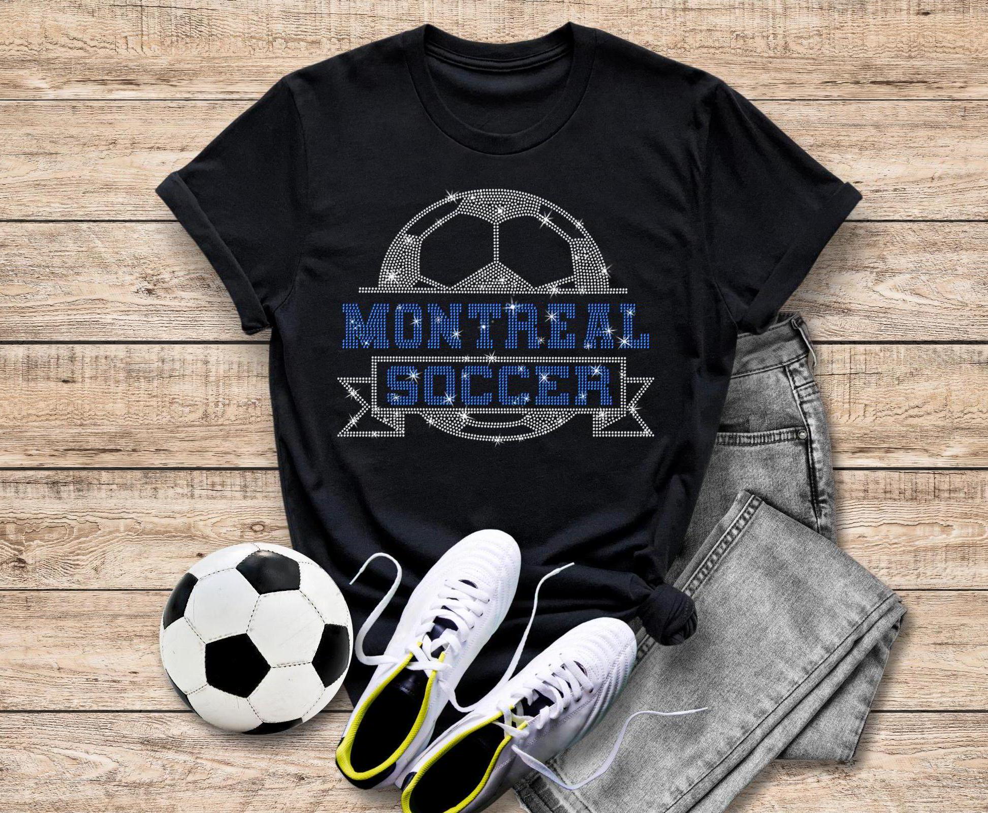 Montreal Rhinestone Soccer T-Shirt: Retro Sports Tee