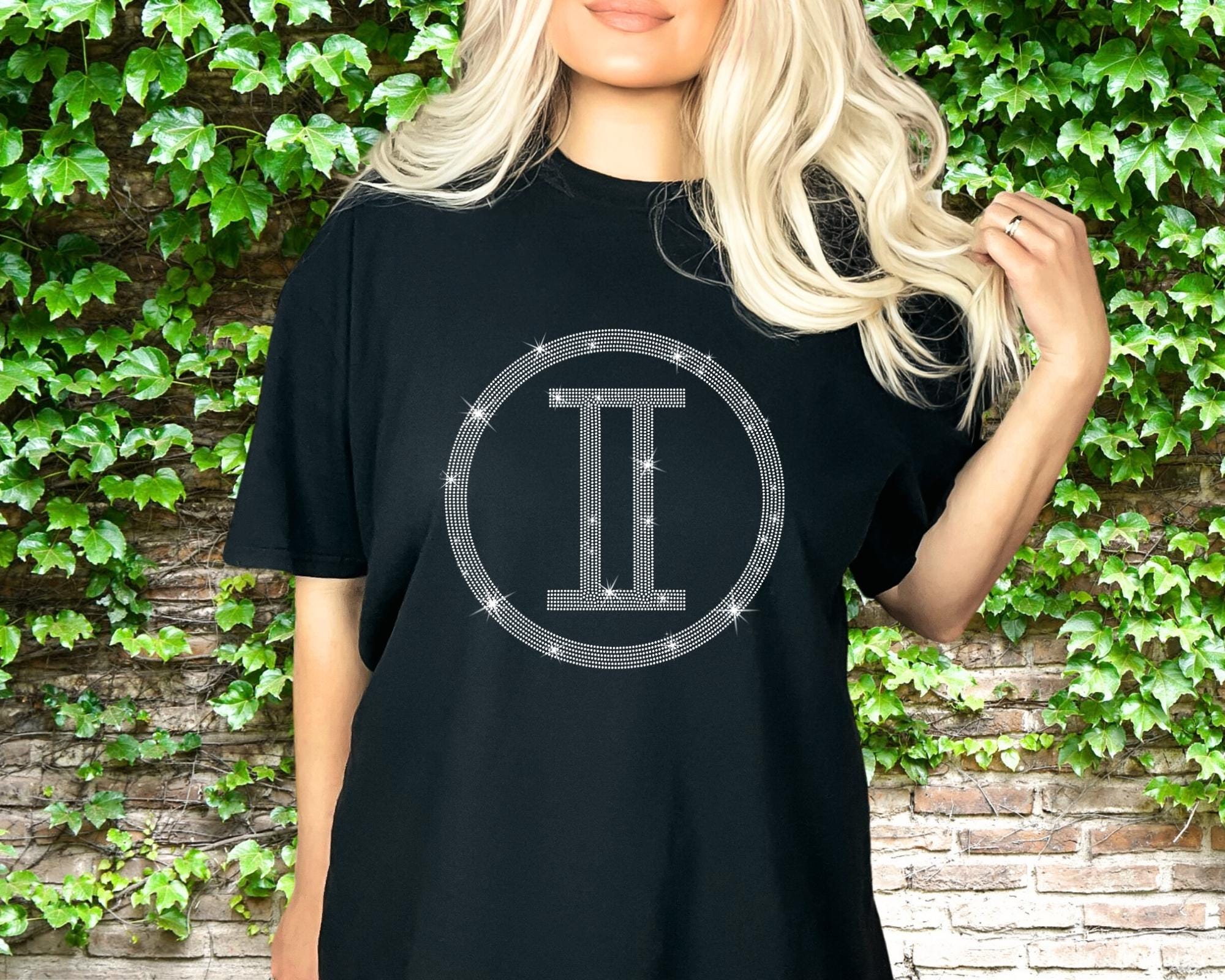Gemini Rhinestone T-Shirt: Retro Astrology Unisex Shirt