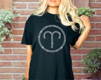 Rhinestone Aries Zodiac T-Shirt: Astrology Birthday Gift