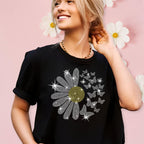 Rhinestone Daisy Butterfly T-Shirt: Inspirational Festival Tee