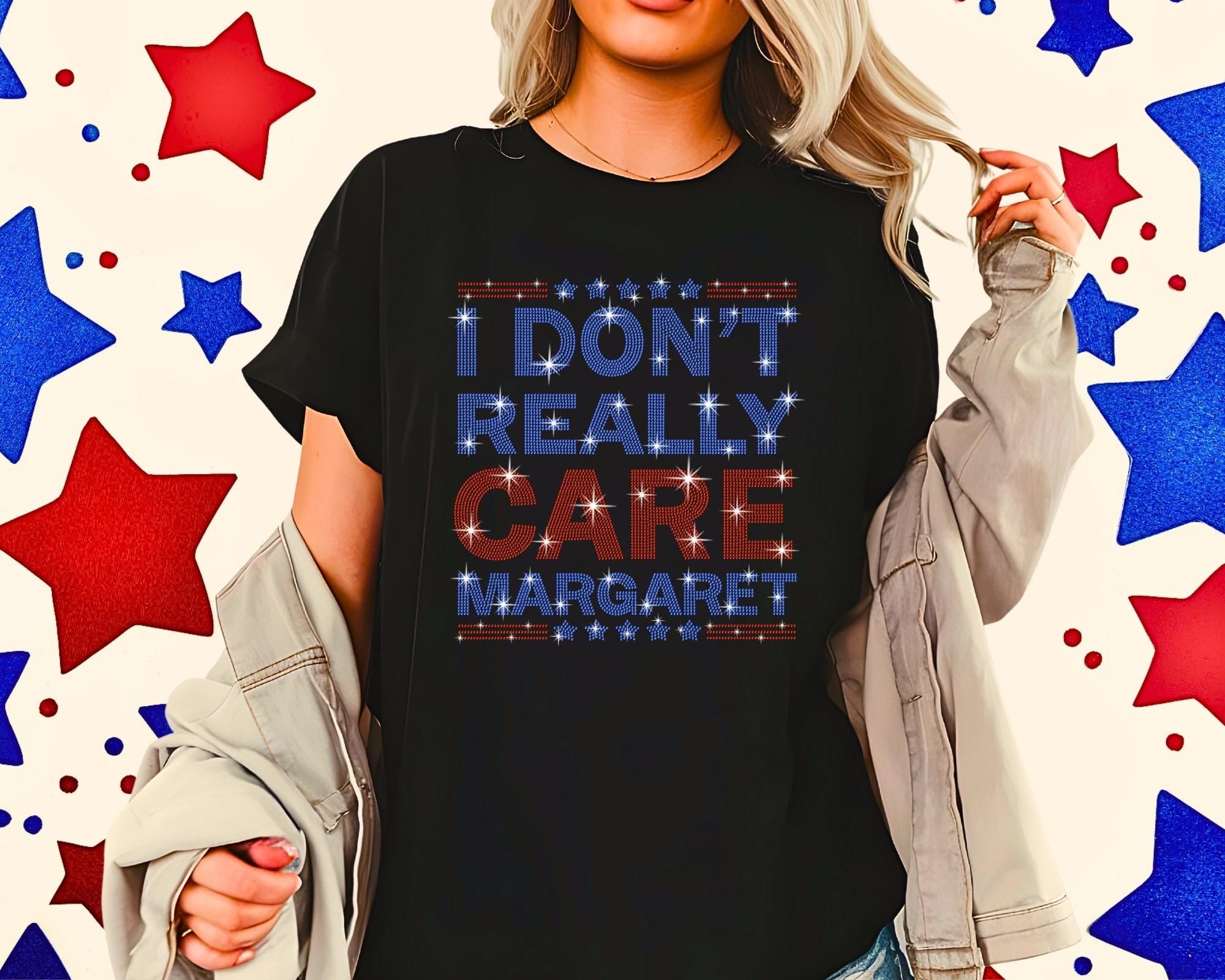 Rhinestone 'I Don't Care Margaret' T-Shirt: Sarcastic Soft Cotton Tee