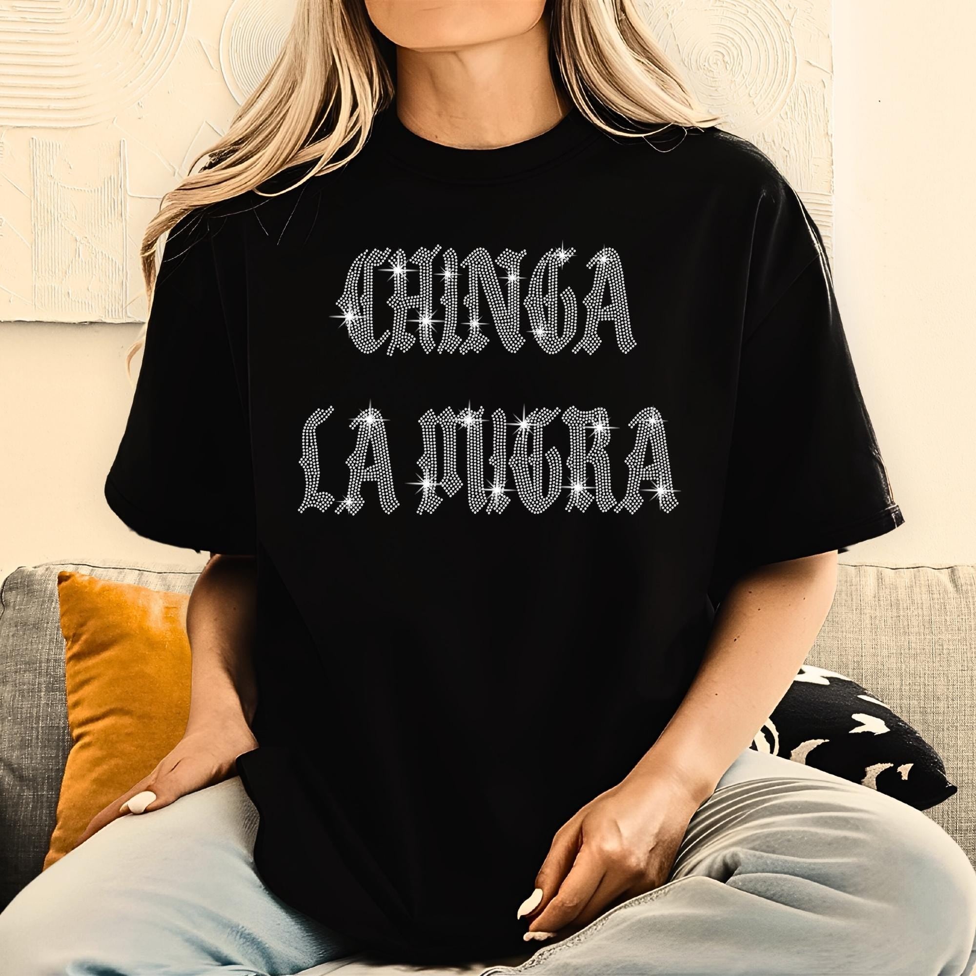 Chinga La Migra Rhinestone T-Shirt: Equal Rights Soft Cotton Tee