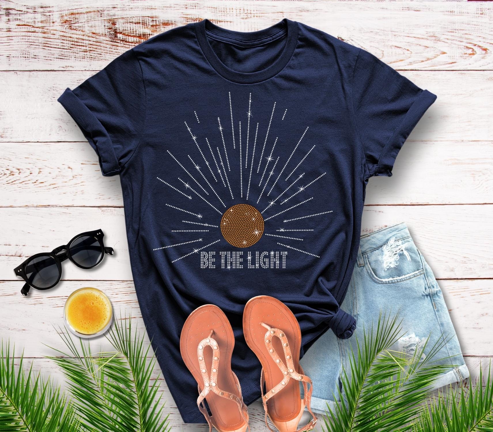 Sun-Be The Light Rhinestone Shirt: Comfort Colors Christian Tee Main image