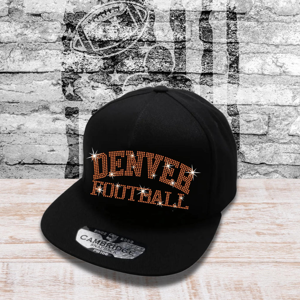 Denver Football Rhinestone Trucker Hat: Adjustable Sport Cheer Cap