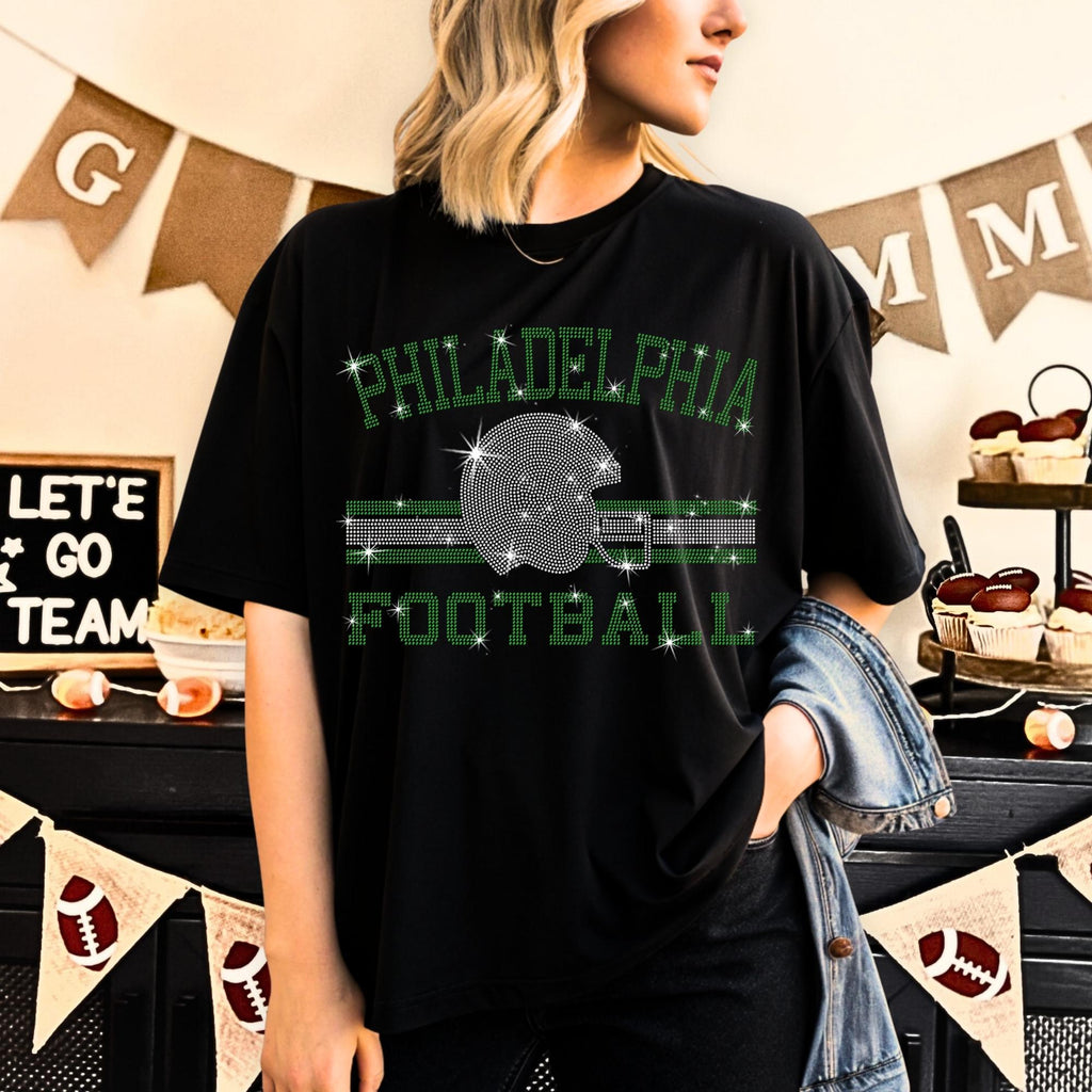 Philadelphia Football Rhinestone T-Shirt: Mascot Sportswear