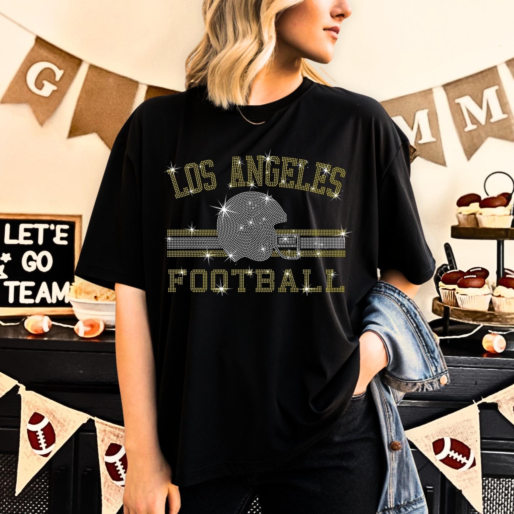 Los Angeles Football Rhinestone T-Shirt: Game Day Fan Apparel