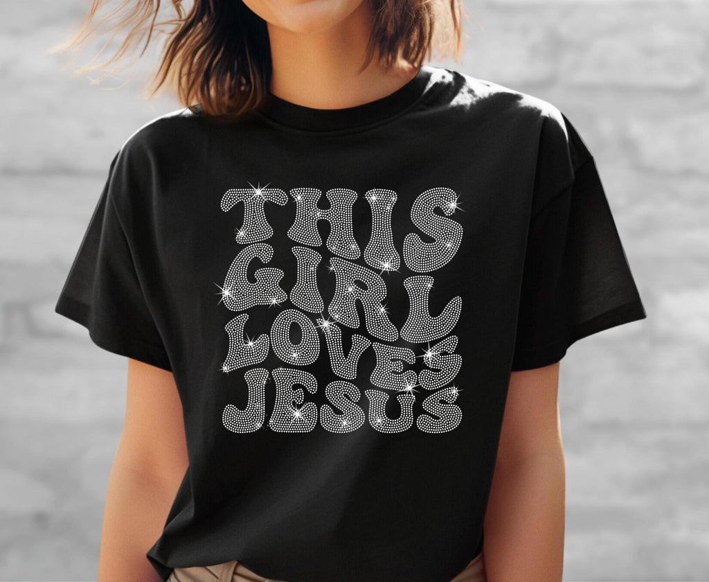 Rhinestone Christian Shirt: Retro 'This Girl Loves Jesus' Tee