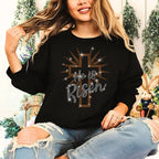 He is Risen Rhinestone Sweatshirt: Easter Church Tee