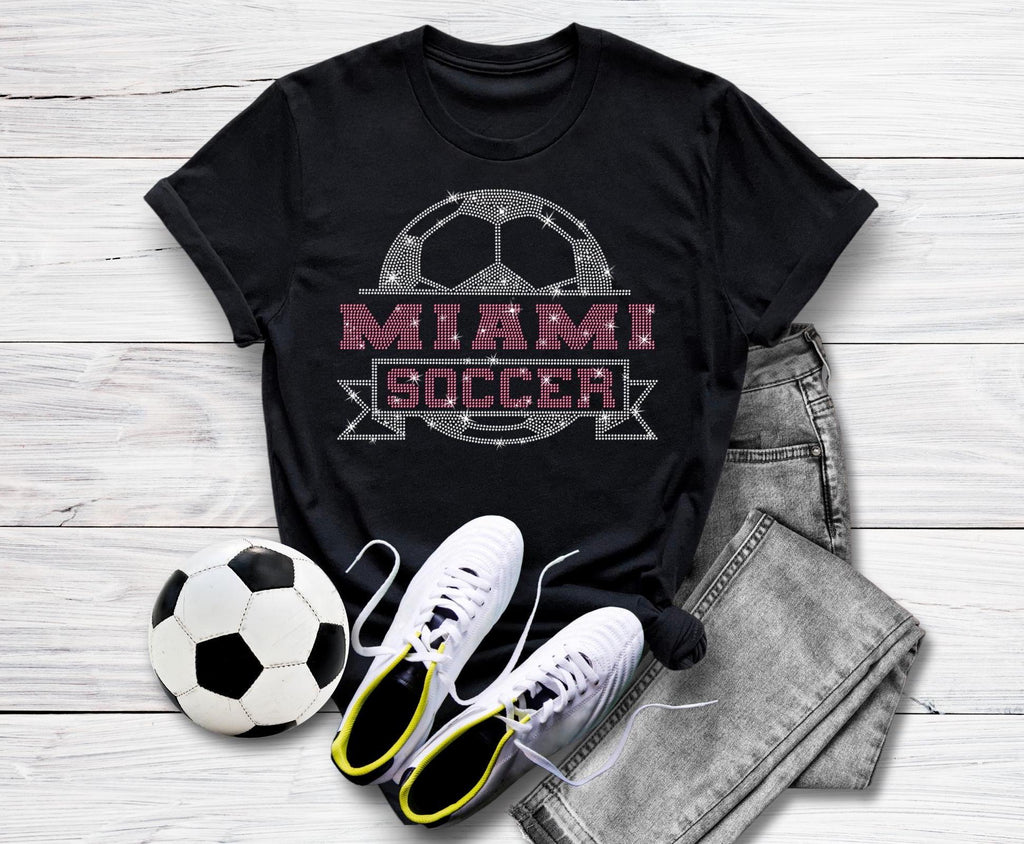 Miami Rhinestone Soccer T-Shirt: Game Day Souvenir Tee