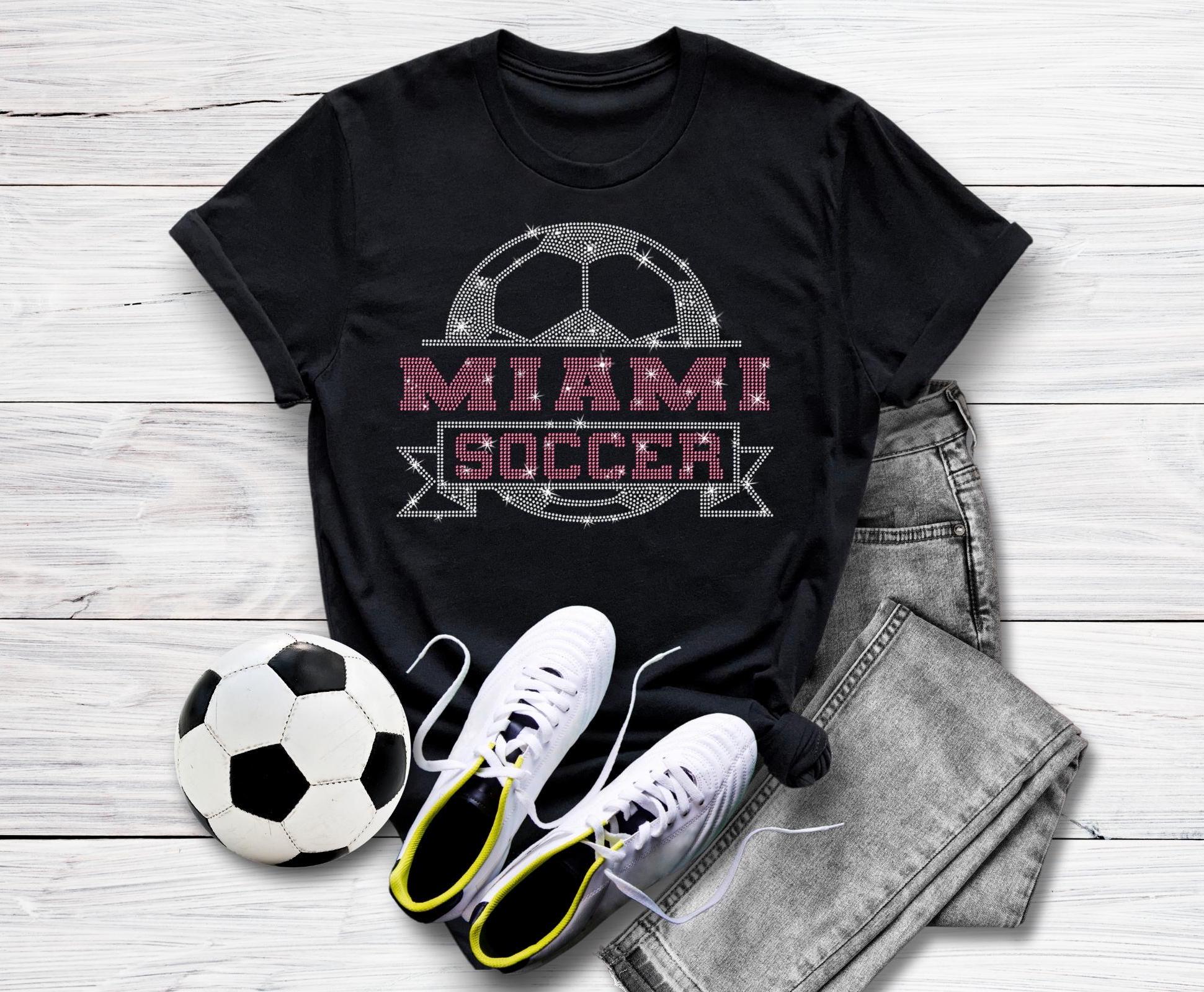 Miami Rhinestone Soccer T-Shirt: Game Day Souvenir Tee