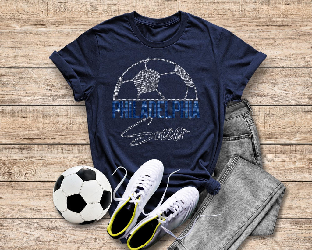 Philadelphia Rhinestone T-Shirt, Sundays are Soccer Shirt, Aesthetic Tops Shirt, Athletic Apparel, Fit Cotton Outfit, Gifts for Boyfriend