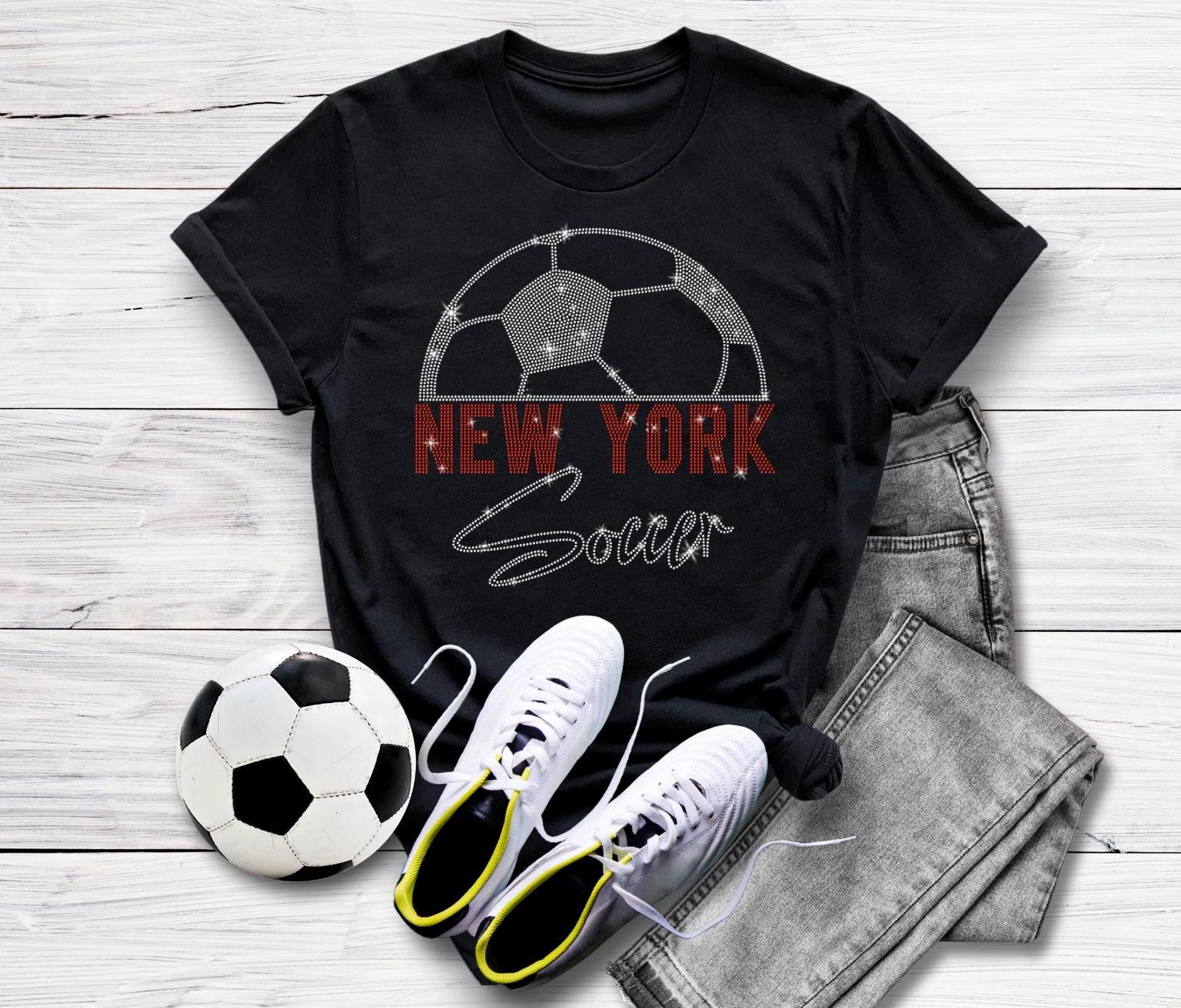 New York Rhinestone Soccer T-Shirt: Retro Sports Fan Tee Main image