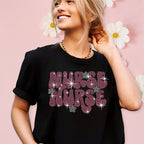 Nurse Pink Daisy Rhinestone T-Shirt: Healthcare Gift