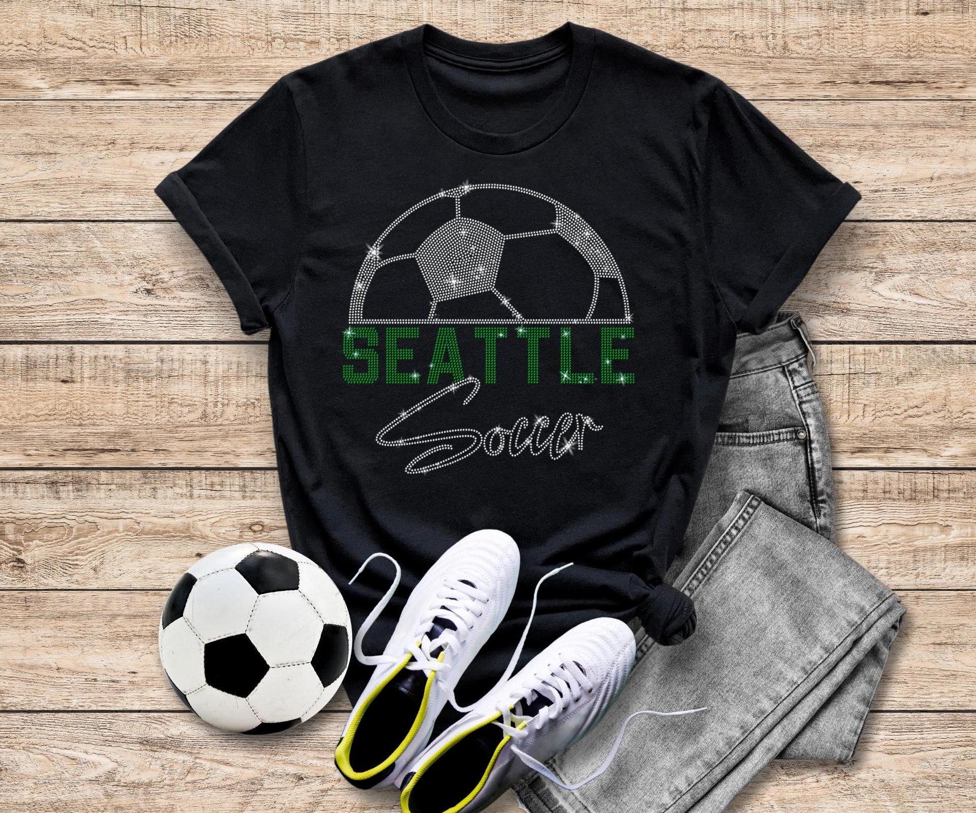 Seattle Rhinestone Soccer T-Shirt: Game Day Apparel