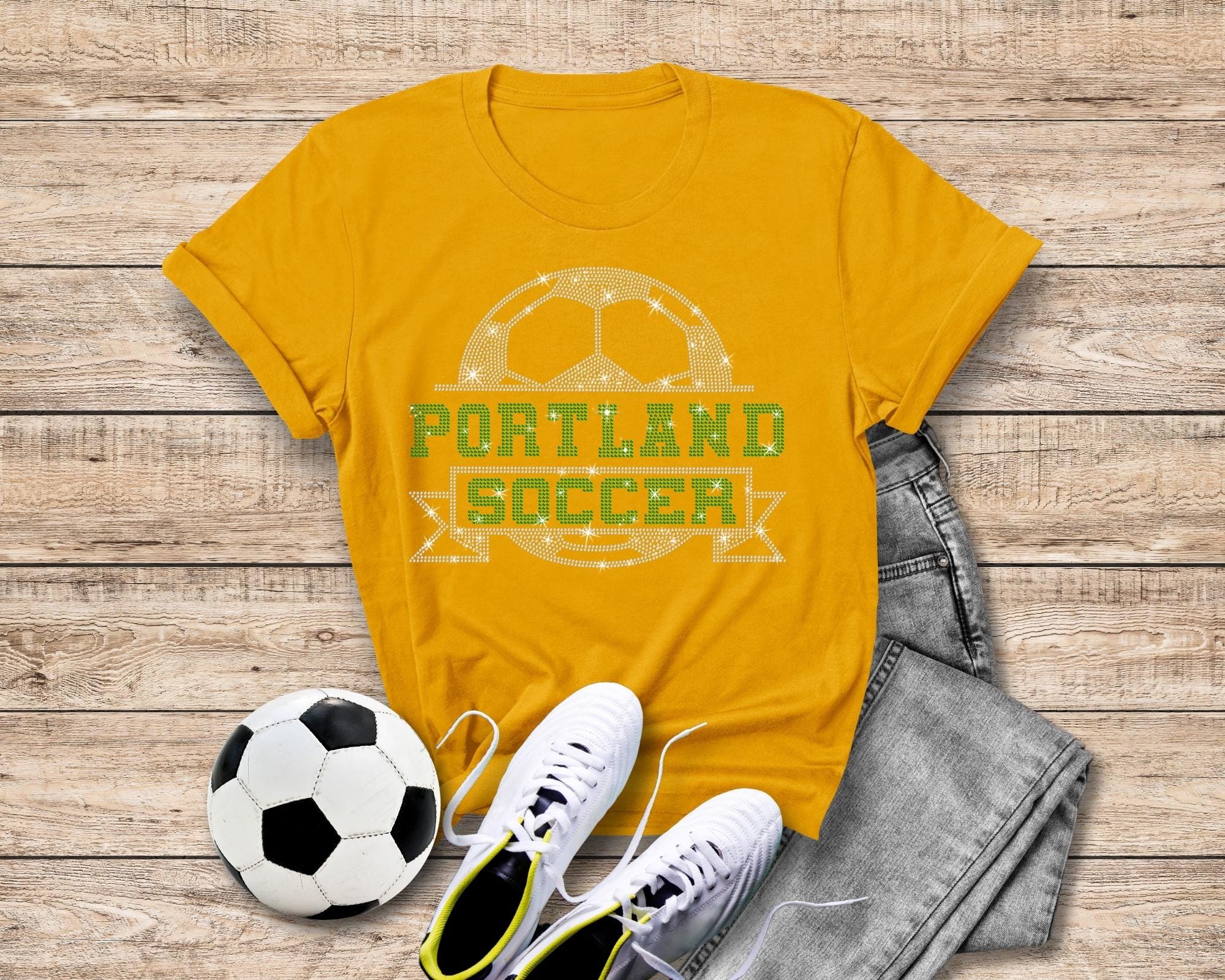 Portland Rhinestone Soccer T-Shirt: Game Day Apparel Secondary image
