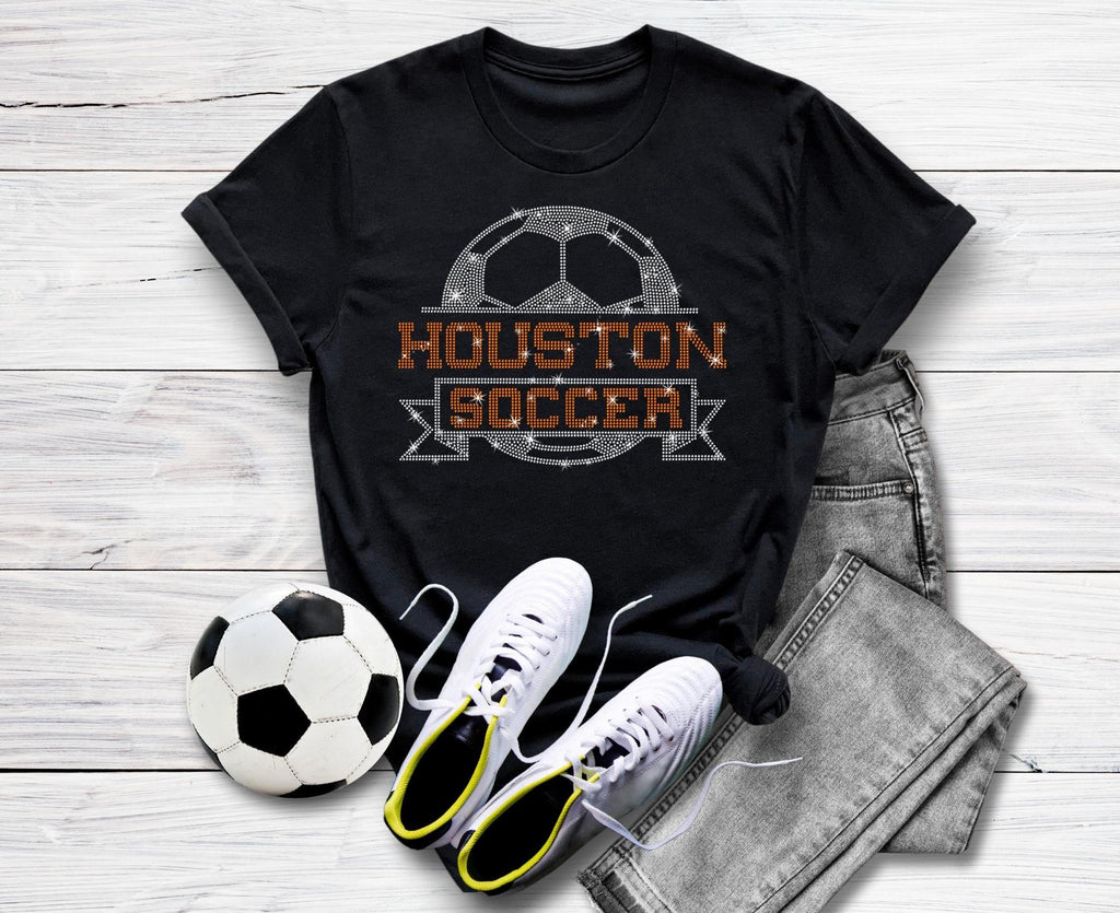 Houston Rhinestone Soccer T-Shirt: Game Day Comfort Colors Tee