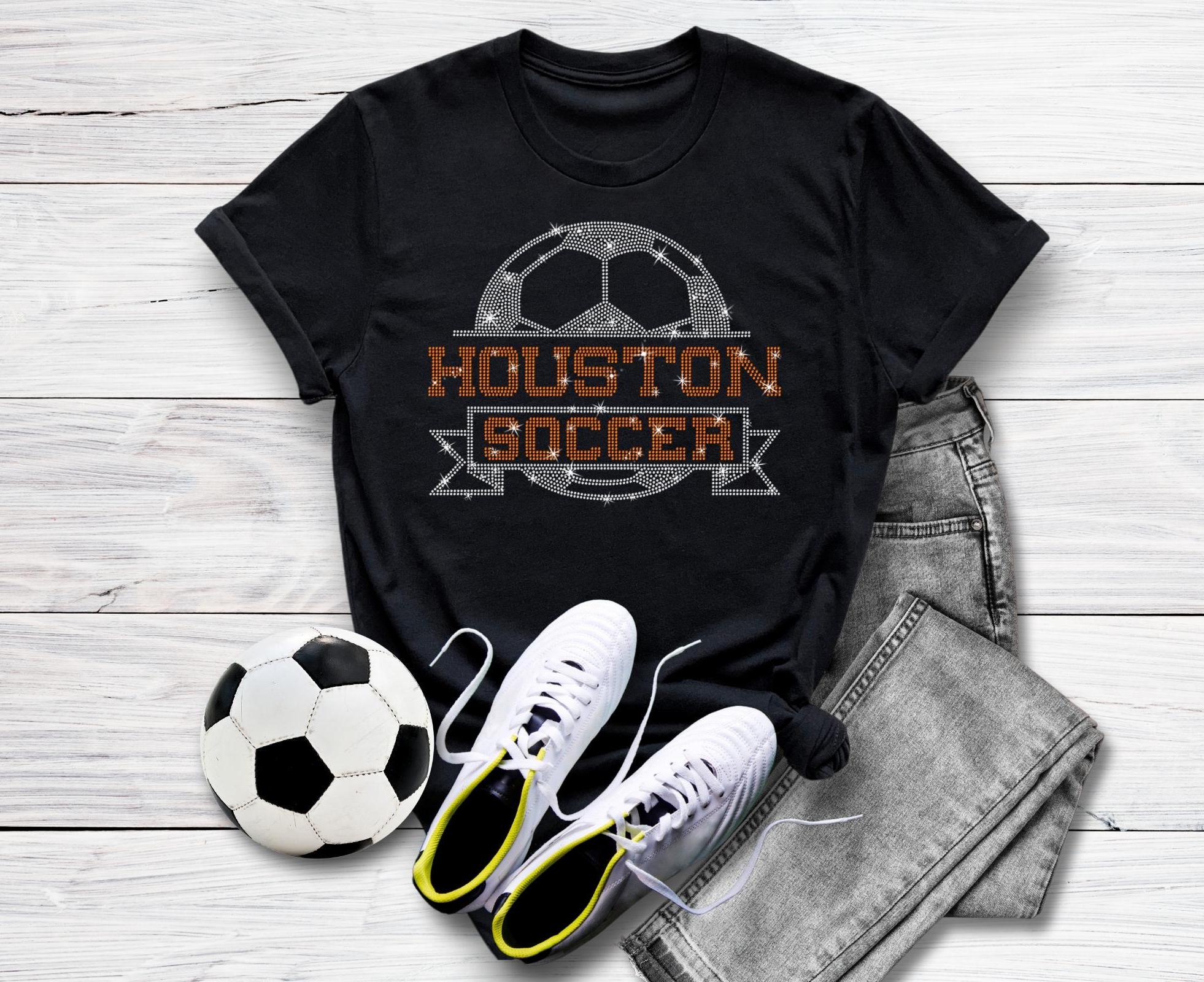 Houston Rhinestone Soccer T-Shirt: Game Day Comfort Colors Tee
