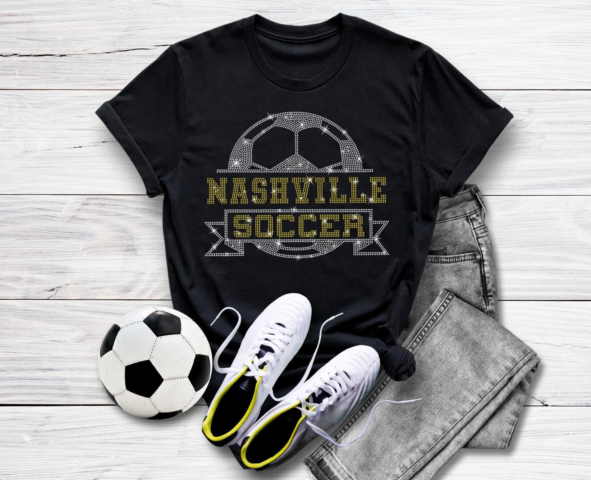 Nashville Rhinestone Soccer T-Shirt: Retro Game Day Top Main image