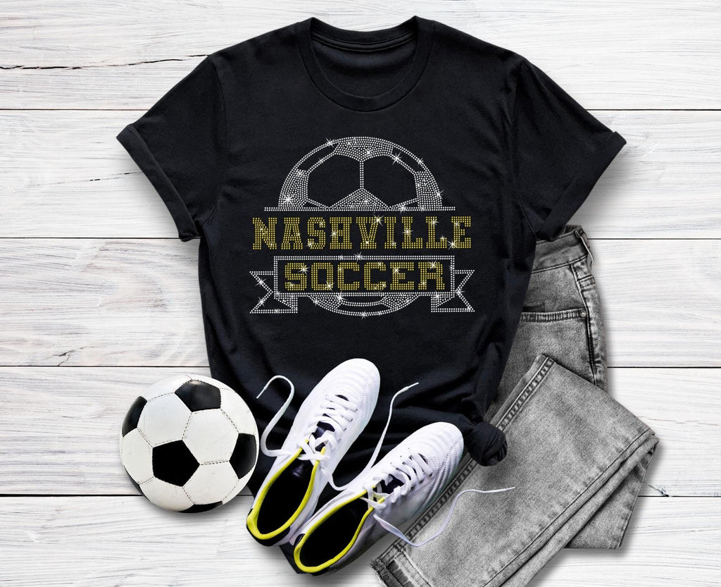 Nashville Rhinestone Soccer T-Shirt: Retro Game Day Top
