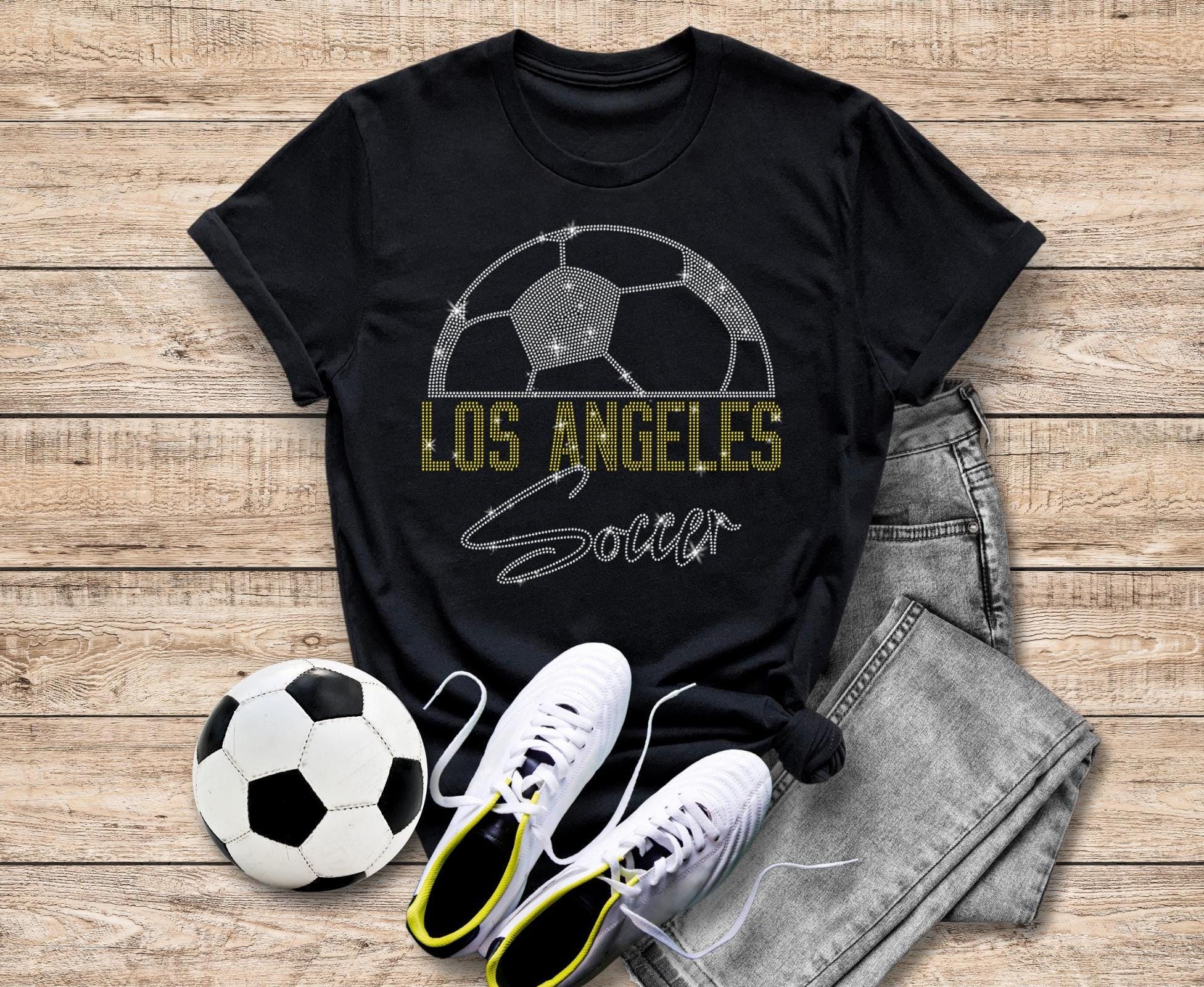 Los Angeles Rhinestone Soccer T-Shirt: Sporty Fan Apparel Main image