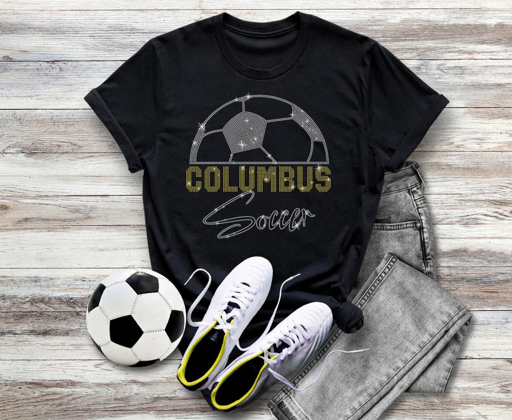 Columbus Rhinestone Soccer T-Shirt: Patriotic Game Day Apparel