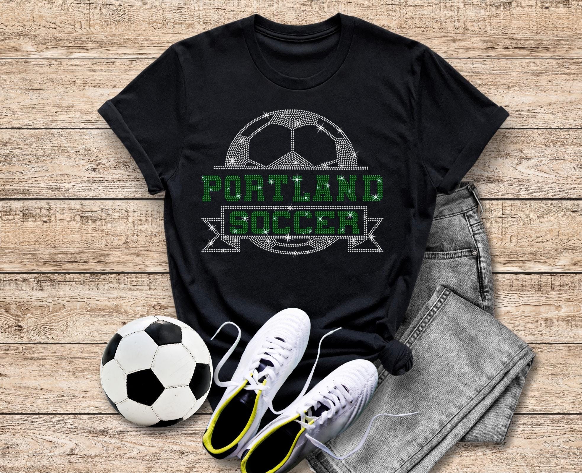 Portland Rhinestone Soccer T-Shirt: Game Day Apparel