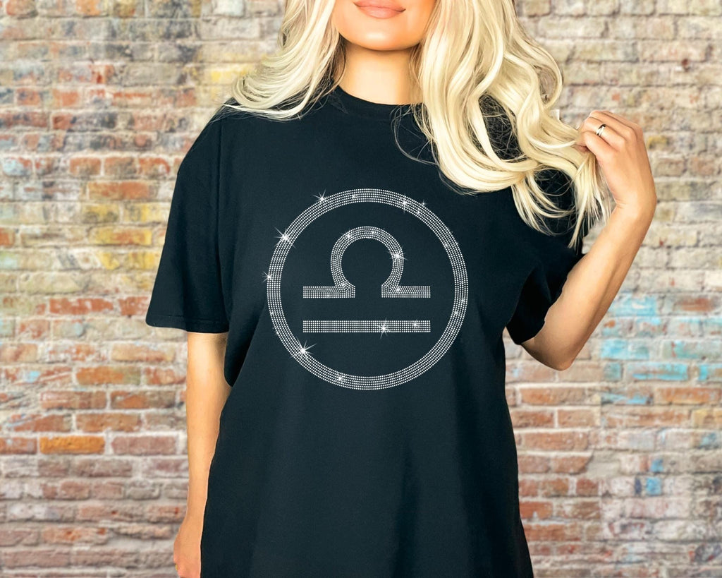 Libra Rhinestone T-Shirt: Groovy Zodiac Astrology Gift
