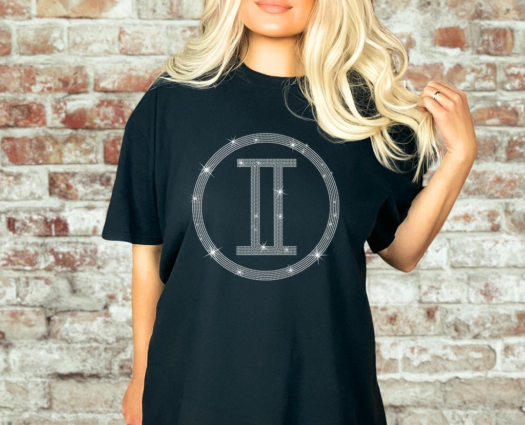 Gemini Rhinestone T-Shirt: Retro Astrology Unisex Shirt