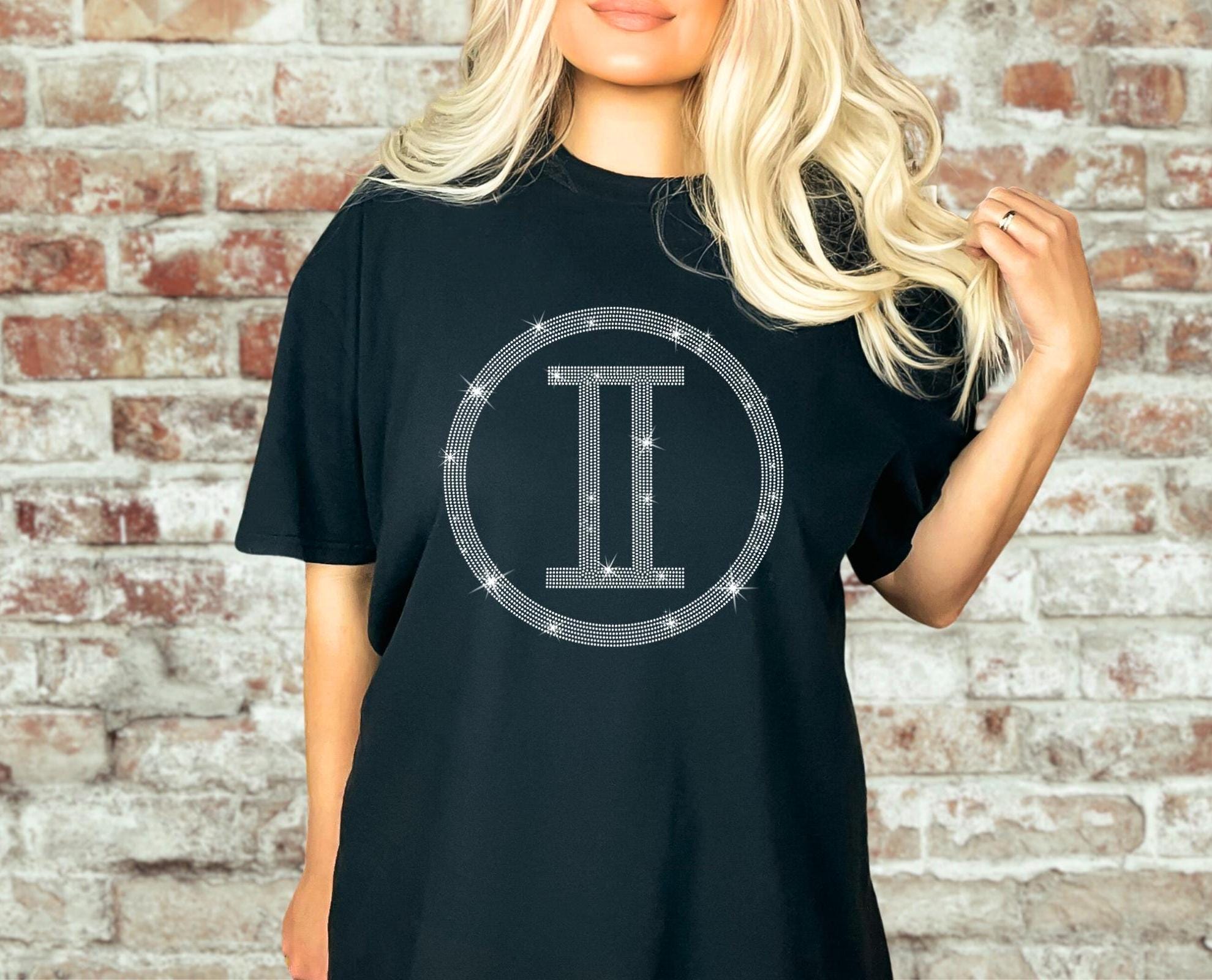 Gemini Rhinestone T-Shirt: Retro Astrology Unisex Shirt
