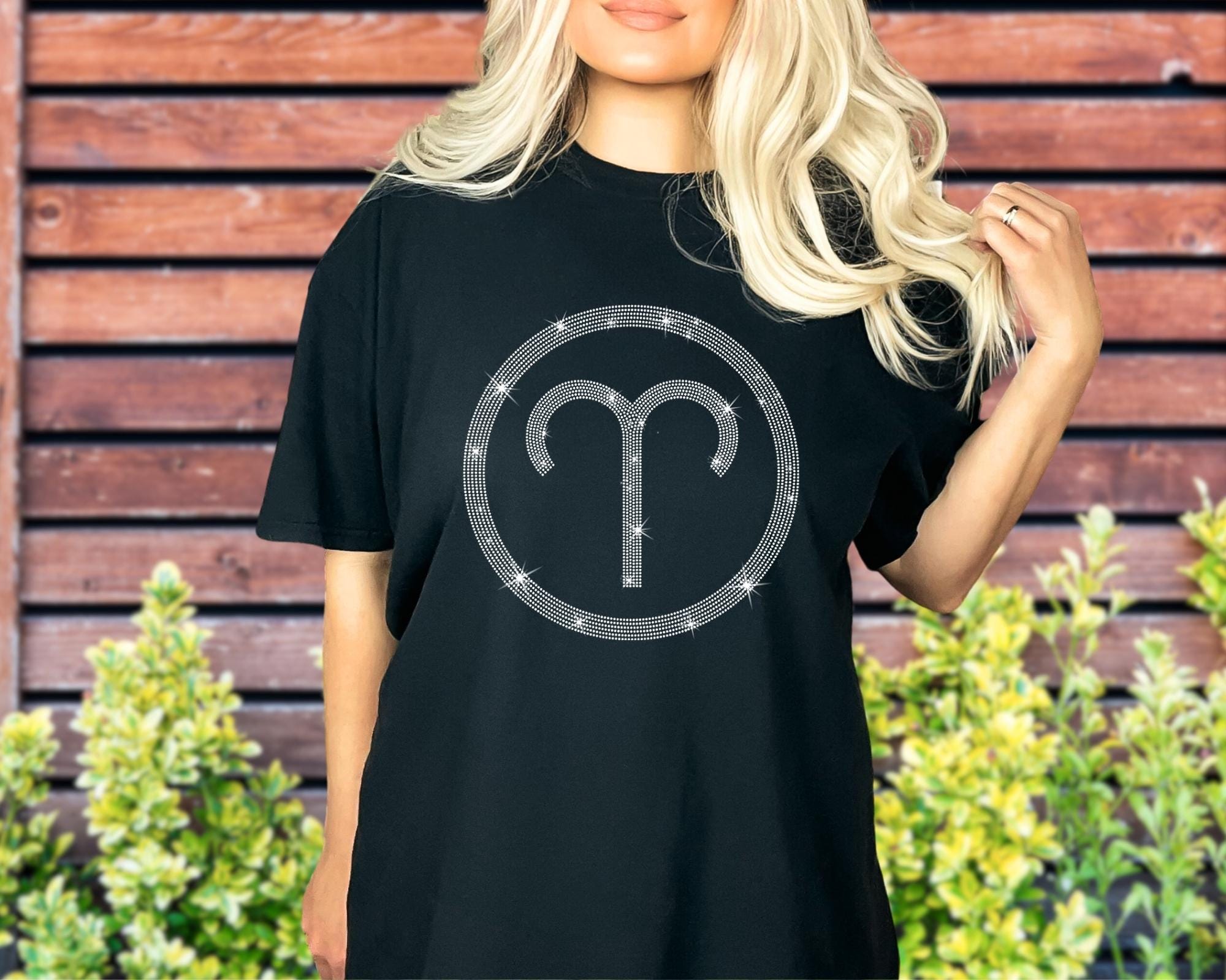 Rhinestone Aries Zodiac T-Shirt: Astrology Birthday Gift Secondary image