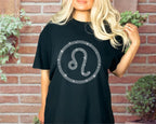 Rhinestone Leo Zodiac Sign T-Shirt: Horoscope Birthday Gift