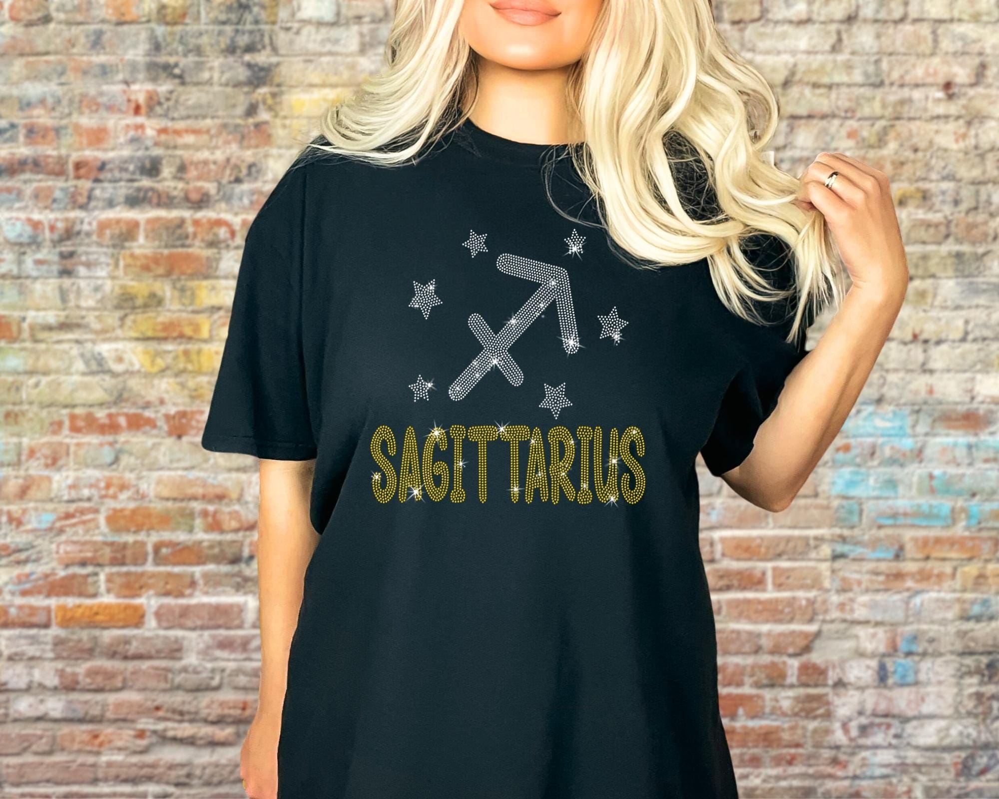 Sagittarius Rhinestone T-Shirt: Retro Zodiac Tee, Birthday Gift Main image